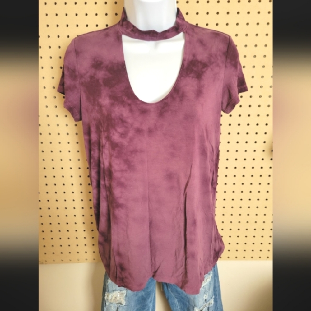 American Eagle Outfitters Maroon Tie-Dye Blouse